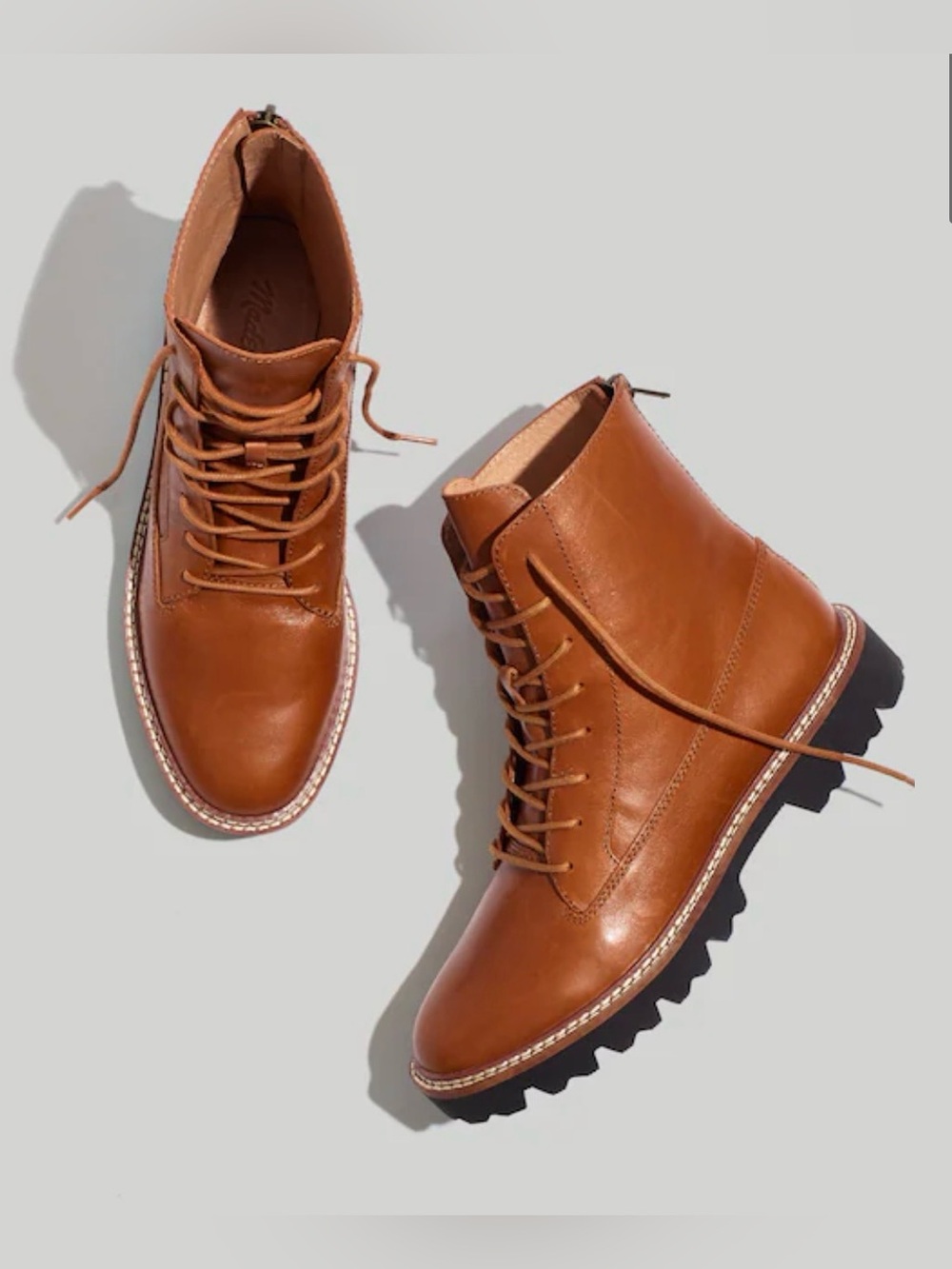 Madewell The Citywalk Lugsole Lace-Up Boot in English Saddle